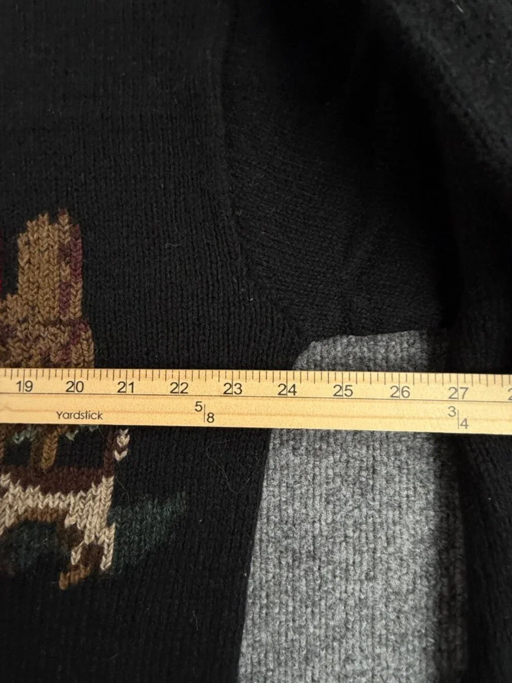 VTG Ralph Lauren Equestrian Fox Hunt Large Sweater Graphic Black Wool Hand Knit